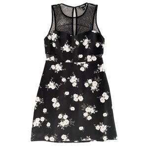 EXPRESS Black Mesh Floral Dress Womens Size 4